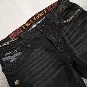 Rock Revival Mens Black John Straight Jeans Size 36 Style Code RJ8518-27